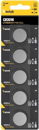 Technik Platinum lithium knoopcelbatterij CR2016 3 V, verpakking 5 stuks