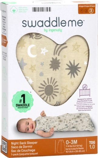 Katoenen babyslaapzak SwaddleMe™ Celestial Dance 1 TOG, 0–3 maanden