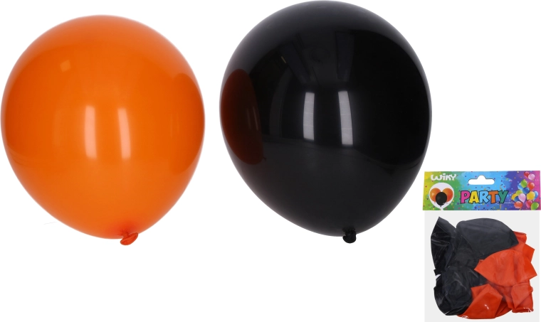Opblaasbare ballonnen 30 cm – set van 10 stuks Halloween (zwart en oranje)