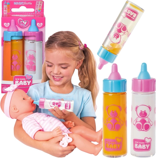 New Born Baby magische flesjes voor poppen - 2 stuks