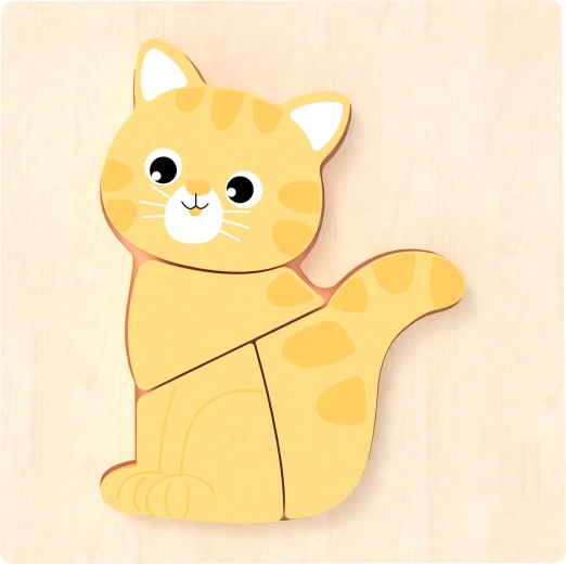 Babu handgemaakte houten puzzel katje