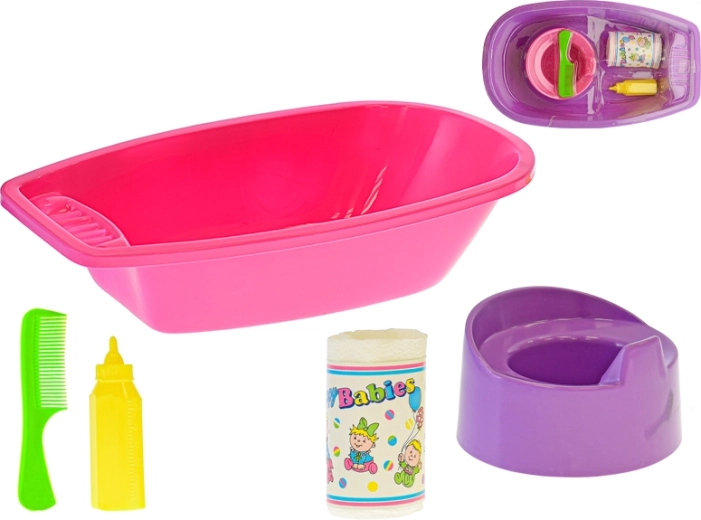 Babybadje voor poppen met accessoireset 40 cm