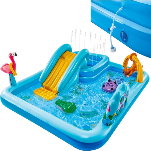 Intex Jungle opblaasbare kinderwaterspeeltuin met glijbaan en fontein