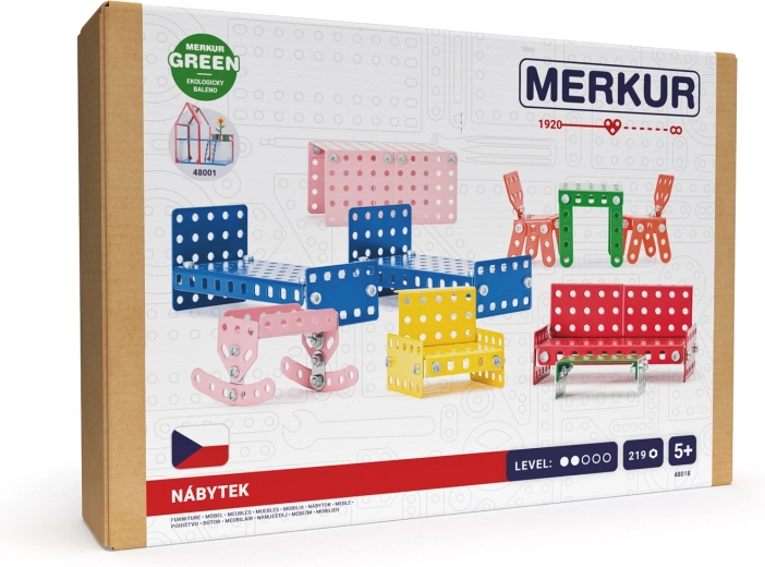 Merkur metalen meubelset voor poppenhuis, 219 onderdelen