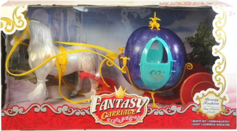 Magische koetsset met glinsterend paard voor poppen