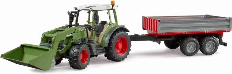 Bruder tractor Fendt Vario 211 met voorlader en kipperaanhanger 1:16