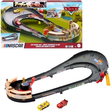 Disney en Pixar Cars NASCAR-racebaan met 2 autootjes