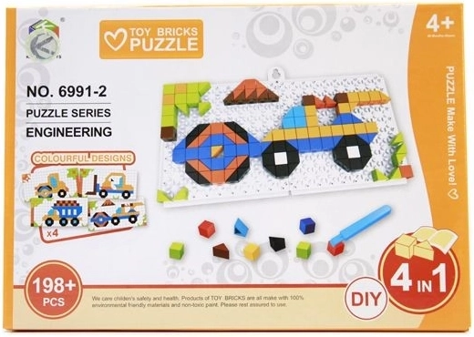 Kinderpuzzel 4-in-1 voertuigen 198 stukjes - 1 stuk