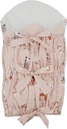 Inbakerdoek met vetersluiting en uitneembare kokos-inleg My Farm, poederroze, 75 × 75 cm