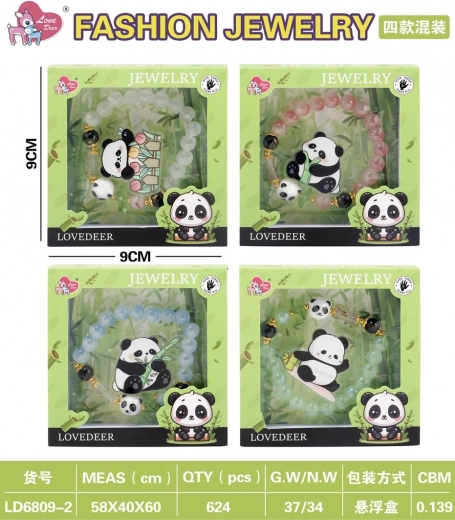 kinder sieradenset panda – groene armband en haarspeld