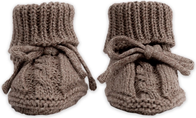 Lodger gebreide babyslofjes knit cable buffalo 0–6 maanden - 1 stuk