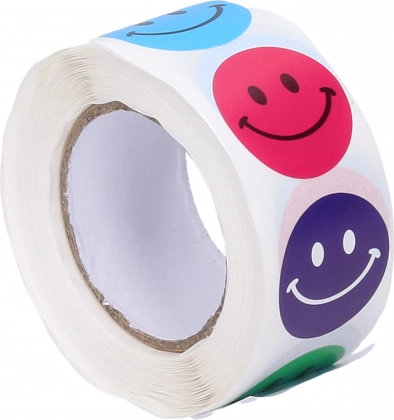 Tape met gele smileys, 500 stickers