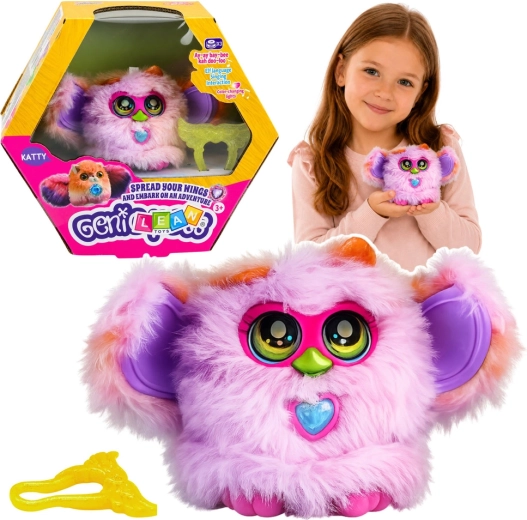 Genie Pets interactieve pluchen knuffel met lichtjes en geluiden met cliphanger, paars