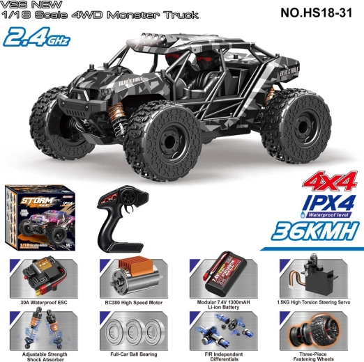 RC-terreinwagen Storm 1:18 met vierwielaandrijving