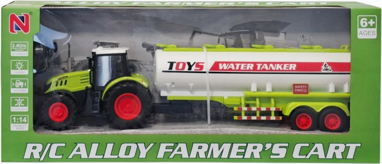 Radiografisch bestuurbare tractor met tankaanhanger