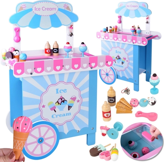 Houten pastelkleurige ijssalon voor kinderen