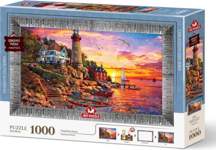 ART PUZZLE Puzzel met lijst en lijm Prachtige zonsondergang 1000 stukjes