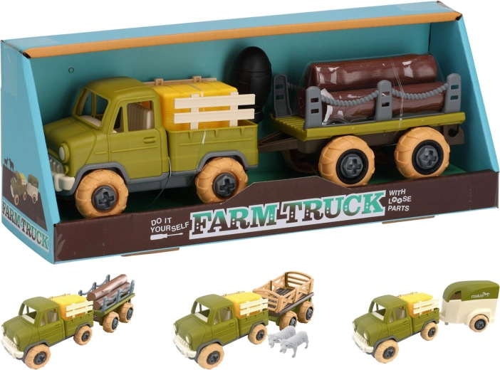 Boerenauto met aanhanger 26 cm, plastic, mix van soorten