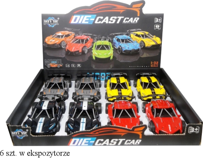 Metalen sportautootje met geluid en terugtrekmotor