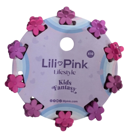PINK set haarclips bloemetje roze en paars (10 stuks)