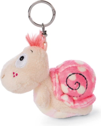 NICI pluchen sleutelhanger roze slak 10 cm
