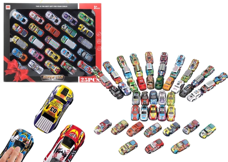 Set autootjes met aandrijving - kleurrijke collectie van 25 stuks