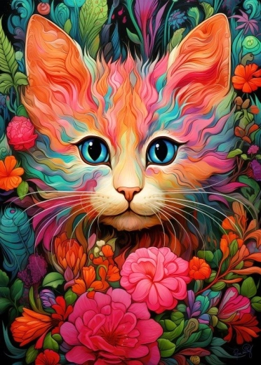 Puzzel kitten en bloem 300 stukjes