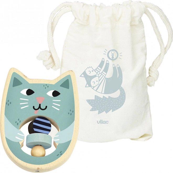 Houten rammelaar kat VILAC