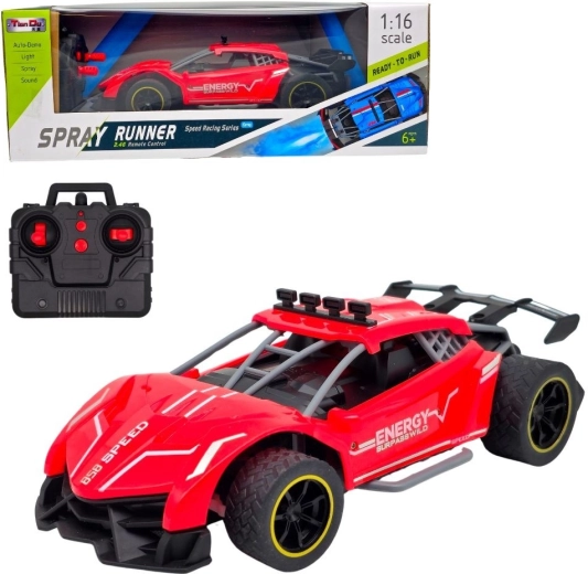 Rode sportieve RC-raceauto met rookeffect