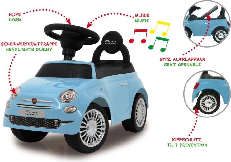 Jamara loopauto Fiat 500 2-in-1 blauw