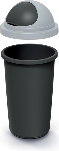 Prullenbak 50 l met deksel, gerecycled zwart en lichtgrijs