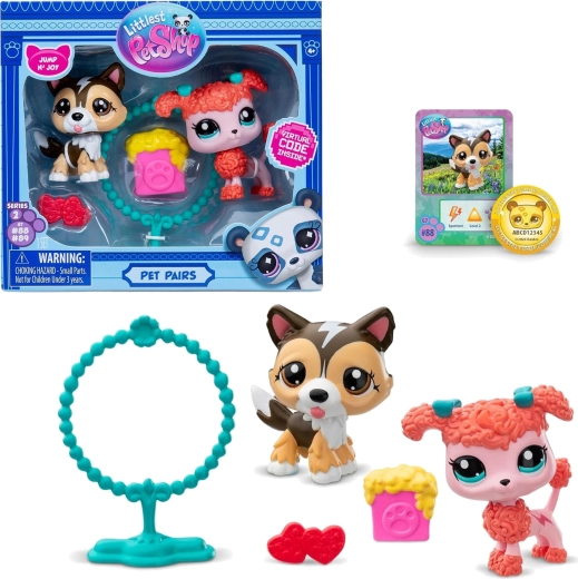 Hasbro Littlest Pet Shop Pet Pairs Jump n' Joy set met hondenfiguurtjes en accessoires