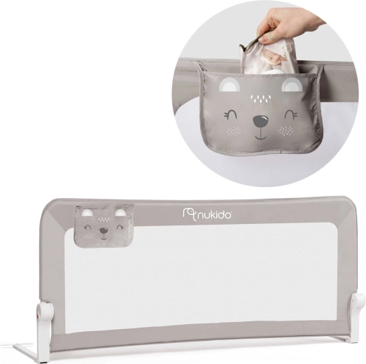 Kinderbedhek 150 × 66 × 35 cm Nukido – grijs
