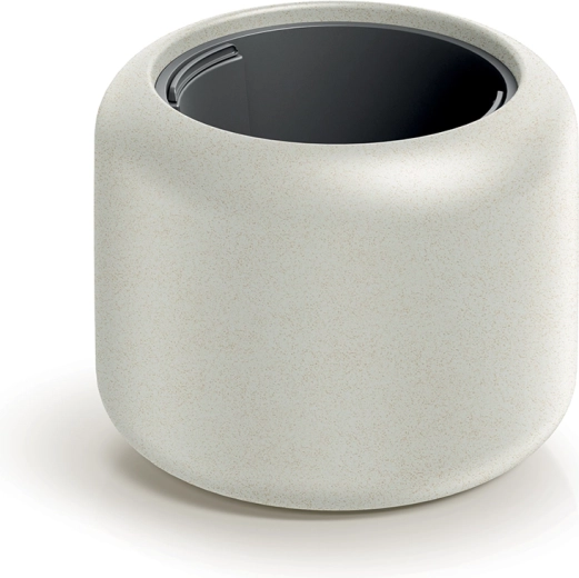 Zandkleurige bloempot ULPHO 40 cm met matte afwerking