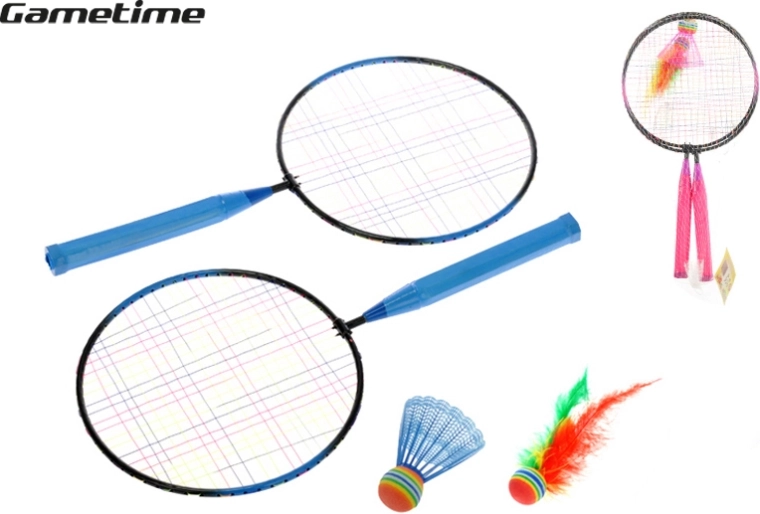 Badmintonset GAMETIME – 2 rackets en 2 shuttles in net