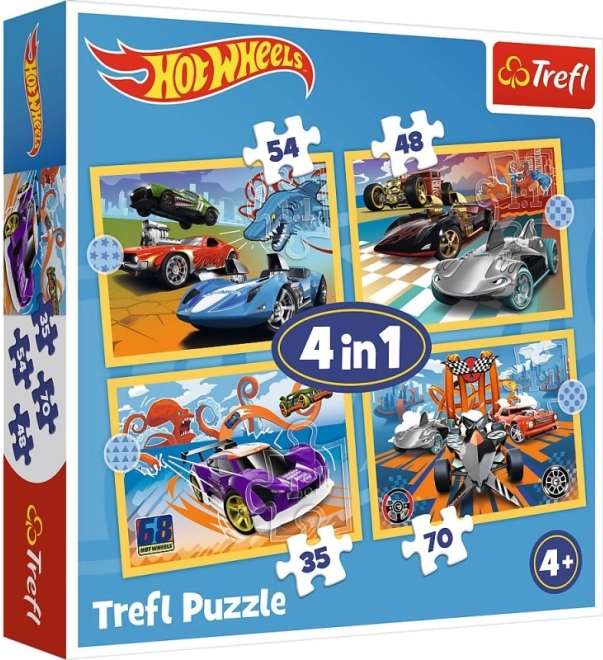 Puzzel HOT WHEELS 4-in-1 voertuigen Trefl