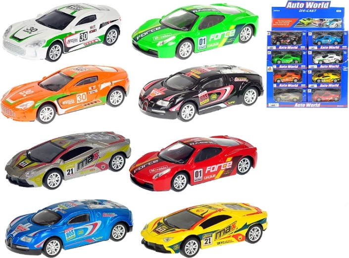 Metalen raceautootje 1:43 met terugtrekmotor, 10 cm