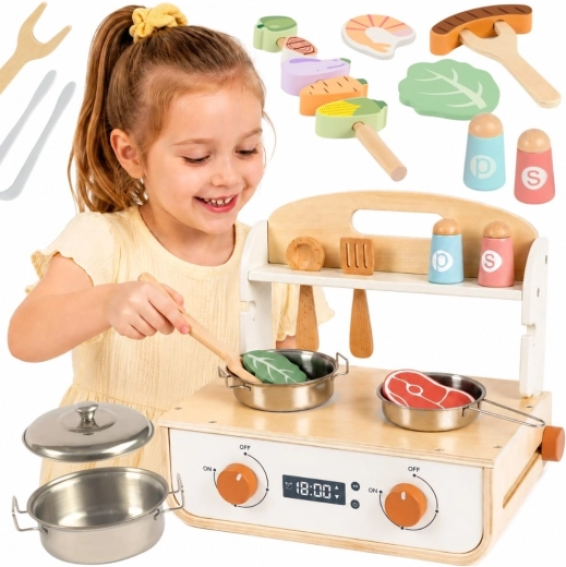 Houten keukentje met grill en accessoires Tooky Toy