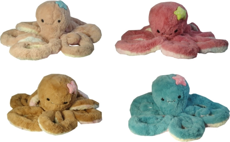 Pluchen octopus 45 cm met siliconen zuignappen