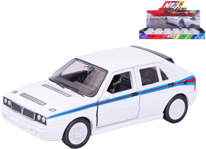 Welly automodel Lancia Delta HF Martini met terugtrekmechanisme wit 11,5 cm