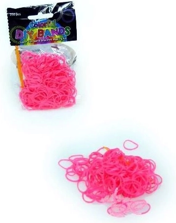 Set roze elastiekjes voor het vlechten van armbandjes met haaknaald en sluitingen (250 stuks)