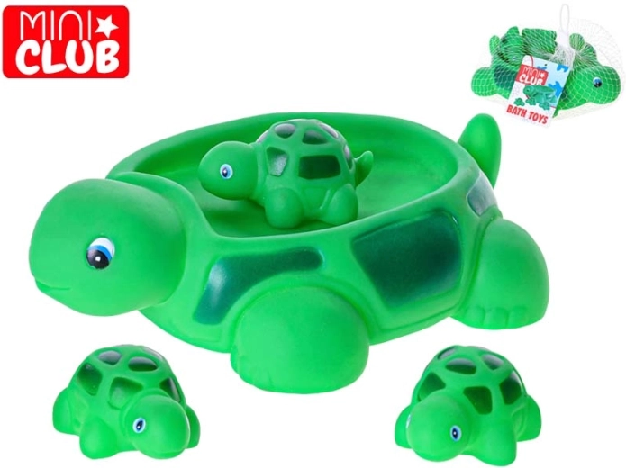 Bad speelgoed schildpadfamilie voor in bad met netje
