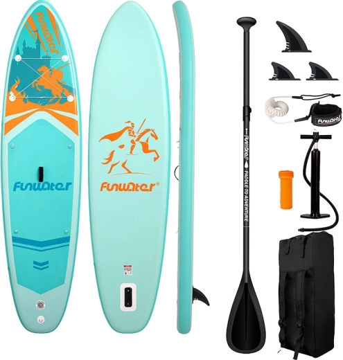 Opblaasbaar paddleboard Funwater 350 × 86 × 15 cm – allround SUP-set (turkoois)