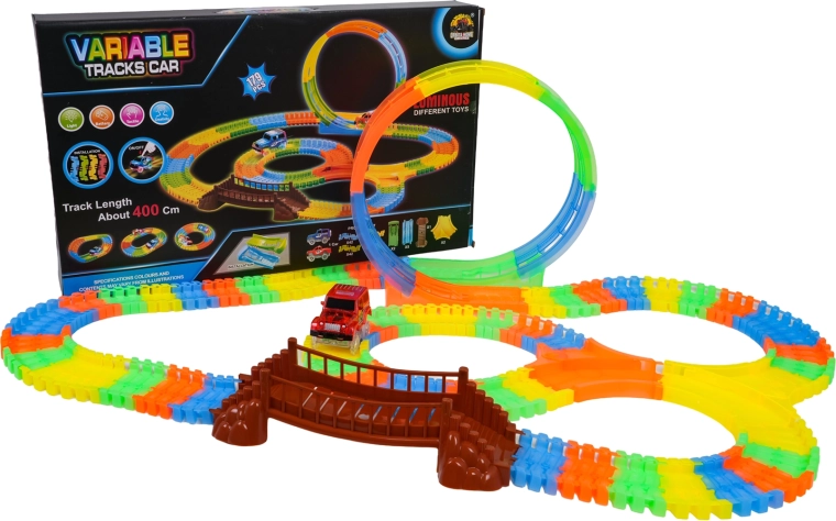 Racebaan met verlichting en 360° lus, 179 onderdelen