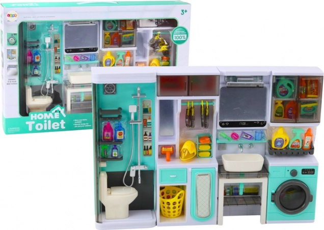 Kinderbadkamerset 4-in-1 – douche, toilet, wasmachine en accessoires