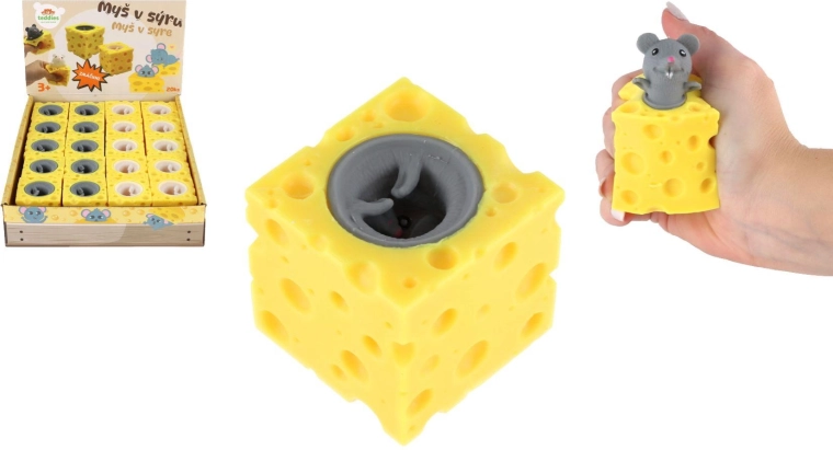 Katten anti-stressspeeltje Muisje in kaas, 2 kleuren