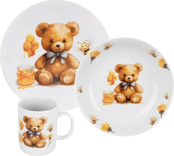 Kinder-eetservies set Beertje, 3 stuks