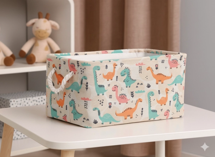 Textiele opbergmand met dinosaurussen 26 × 36 × 20 cm