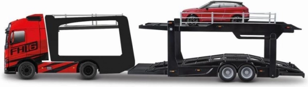 Bburago Street Fire vrachtwagen met oplegger Volvo FH16 en Land Rover LRX Concept 1:43