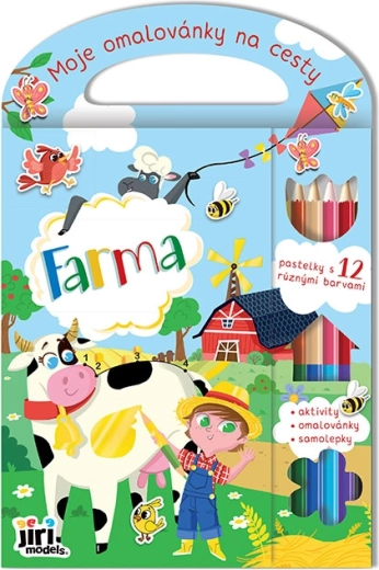 Reiskleurboek – boerderij, 96 pagina’s, stickers en 6 kleurpotloden